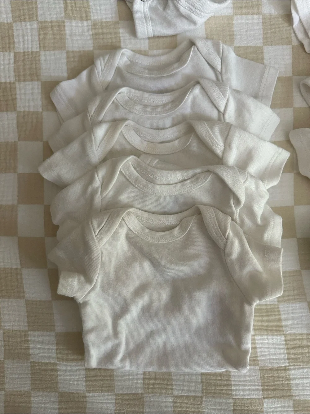 Baby Assorted White Cotton Onesies Multiple Sizes Bundle NB, 0-3, 3-6